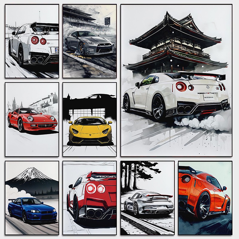Japanese Car Lifestyle - Affiche d'art mural de supercar de