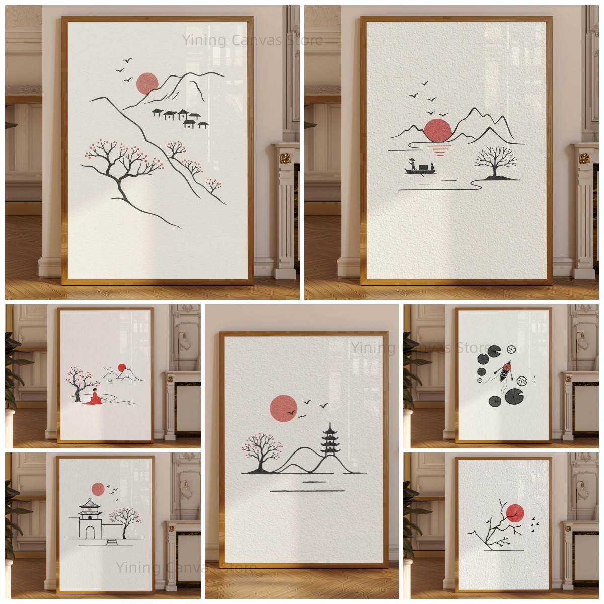Japanese Minimalist Lifestyle - Affiche d'encre japonaise minimaliste, art linéaire