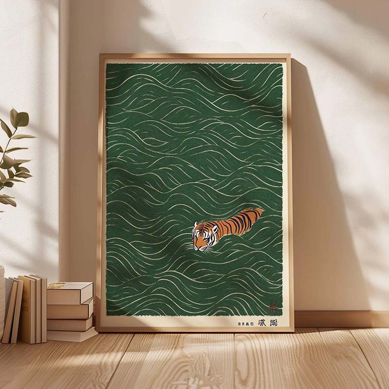 Affiche de natation du tigre j - Japanese Minimalist Lifestyle avis et prix